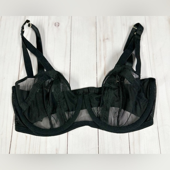 Victoria's Secret Very Sexy Unlined Mesh Balconette Bra Size 32DD Black NWT - Picture 1 of 6